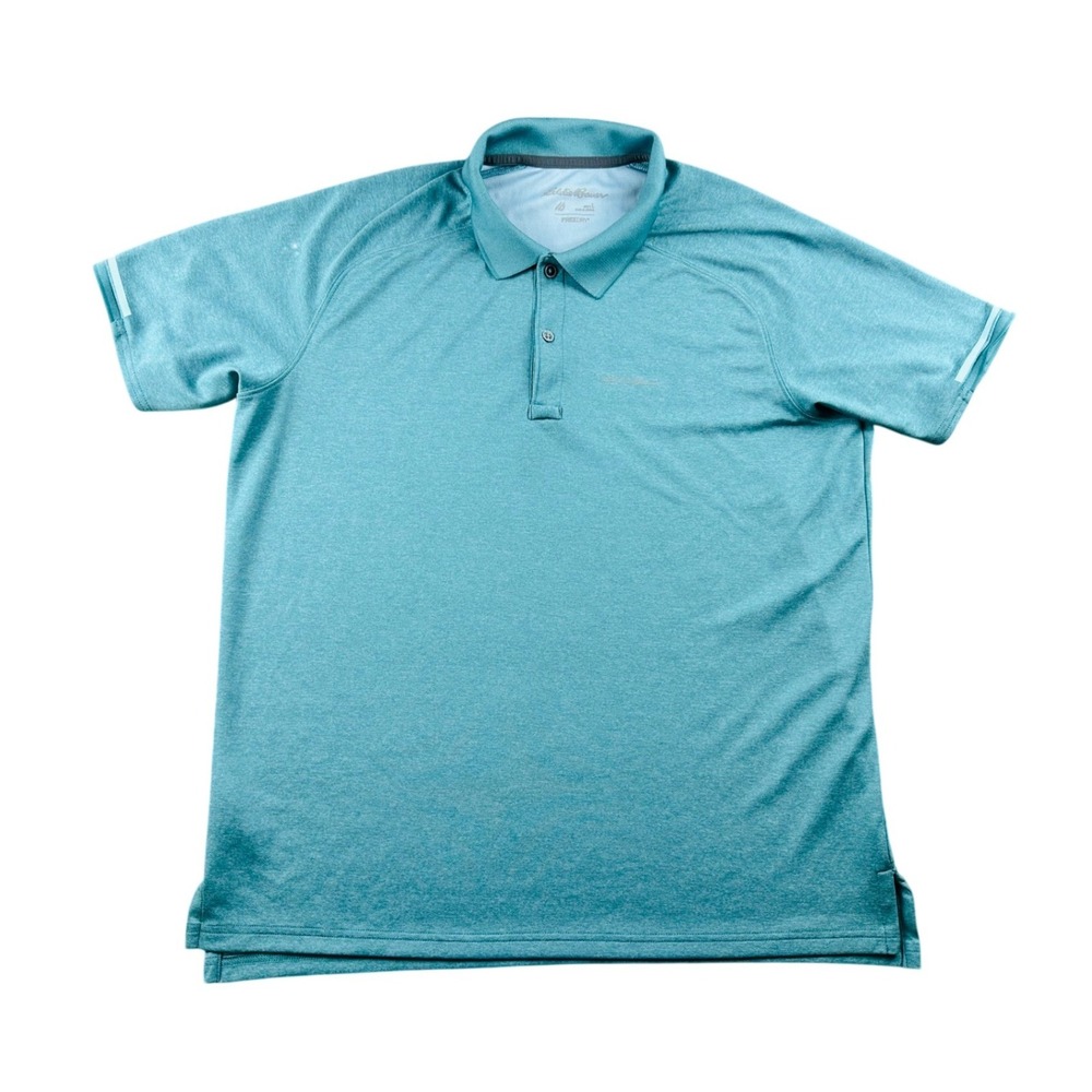 Eddie Bauer Polo Shirt Men L Blue FreeDry Short Sleeve Polyester Athleisure‎